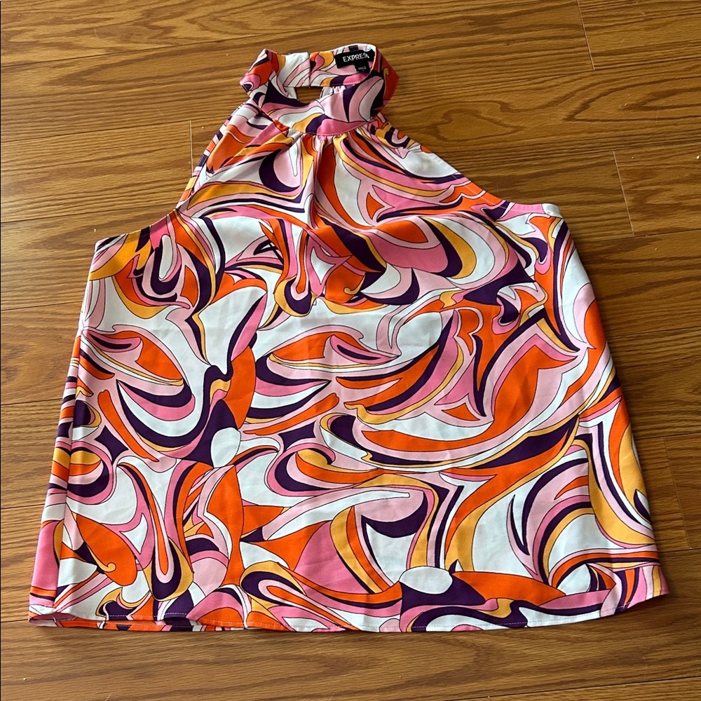Express Multicolor Swirl Halter Blouse